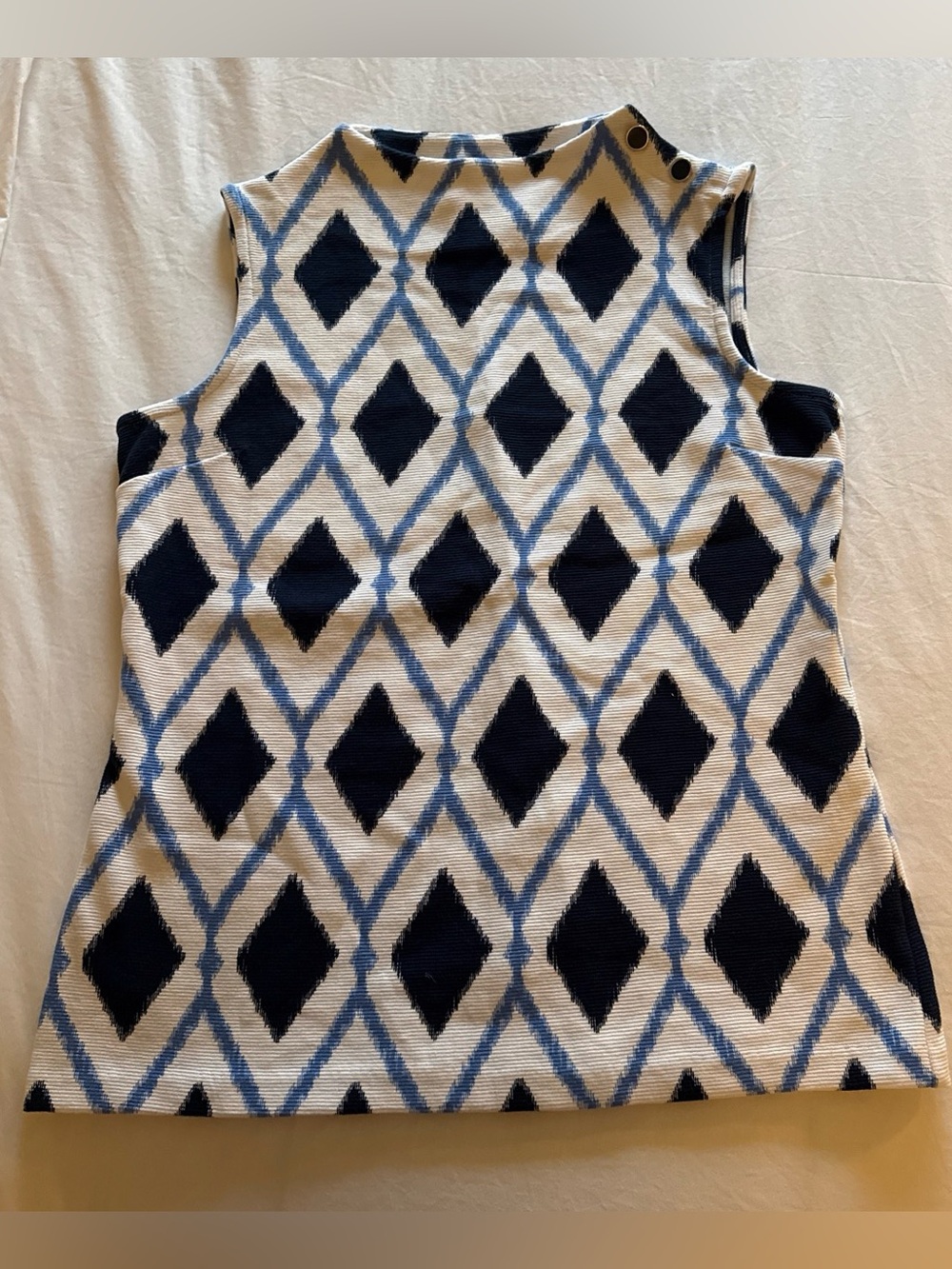Talbots Sleeveless Diamond Jacquard Tank - Navy & Cream